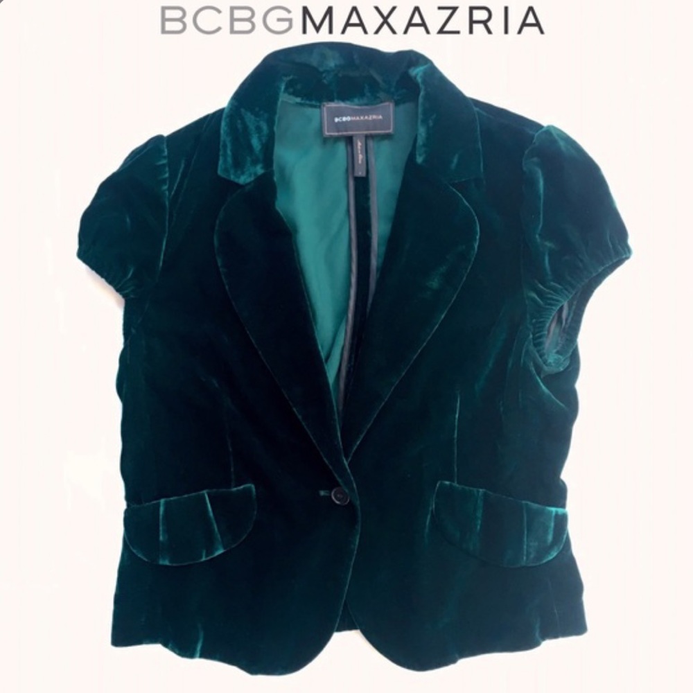 Lush jewel-tone Emerald Green Velvet  crop Jacket